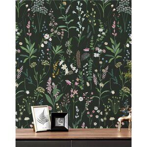 Floral Wallpaper Peel and Stick 17.3"x118" Dark Farm Wildwood Stick